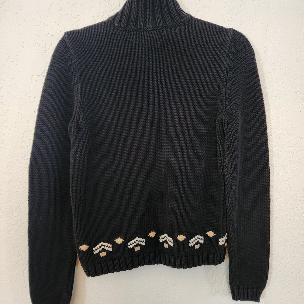 Vintage Tommy Hilfiger Navy Cotton Wool Ski Turtleneck Sweater SZ M Preppy Cabin - Picture 6 of 9